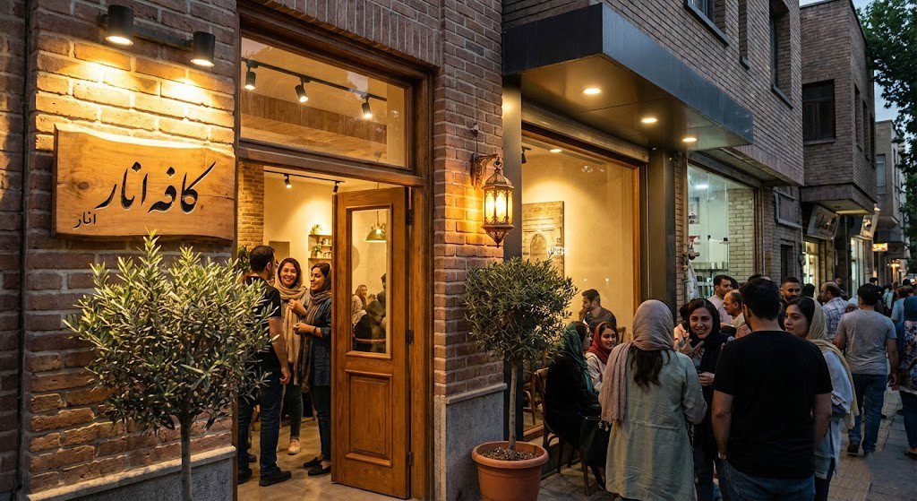 نورپردازی مسیر و ورودی کافه (Curb Appeal)