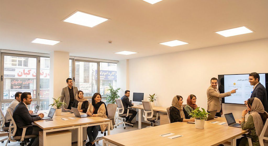 نل‌های توکار بدون فریم (Frameless/Trimless Panels) برای دفاتر کار