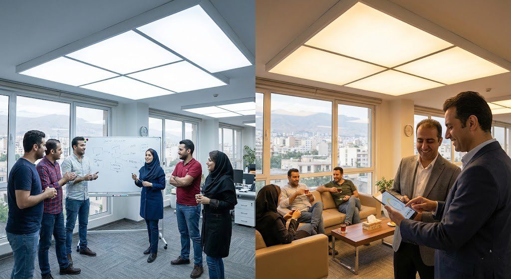 پنل‌های نور-سفید-قابل-تنظیم (Tunable White Panels) برای دفاتر کار