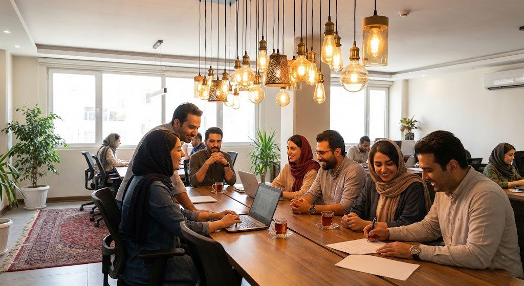 چراغ‌های آویز دکوراتیو برای فضای باز دفاتر کار