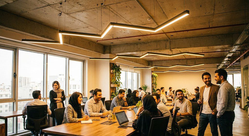 چراغ‌های خطی توکار یا آویز (Recessed/Suspended Linear Lights) برای دفاتر کار مدرن